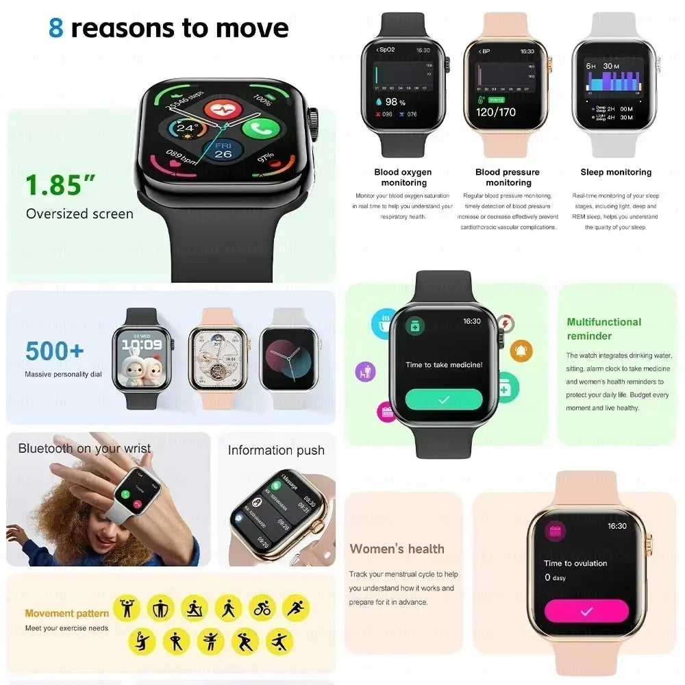 Montre connectée GPS 2026 Série 10 avec mémoire, musique, vidéo, appels Bluetooth, moniteur de fréquence cardiaque, étanche, NFC pour Apple et Android