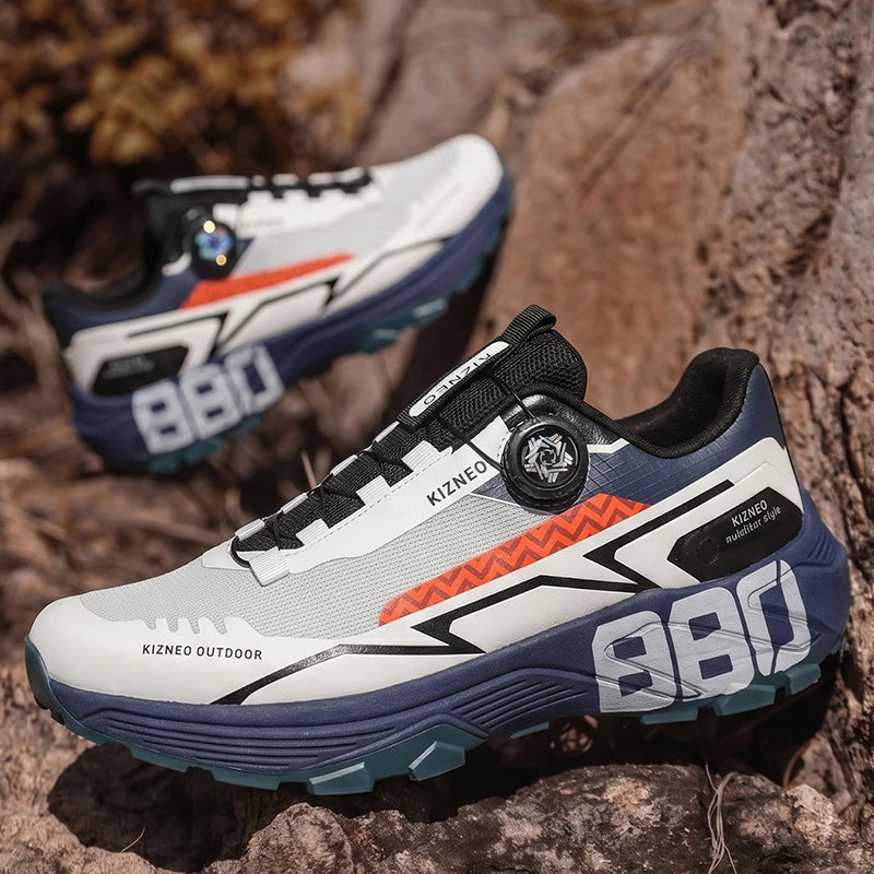 Chaussures de randonnée pour hommes, légères, respirantes, en mesh, chaussures de marche décontractées, design à boucle rotative