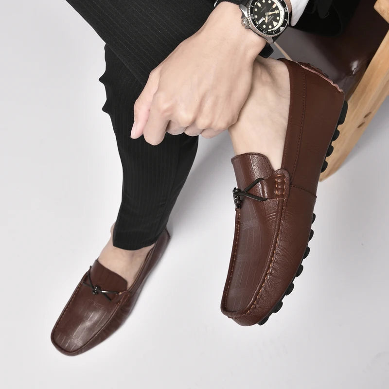 Mocassins souples en cuir véritable pour hommes, chaussures plates confortables, mocassins de conduite, grande taille 36-47, haute qualité, marque de mode, luxe