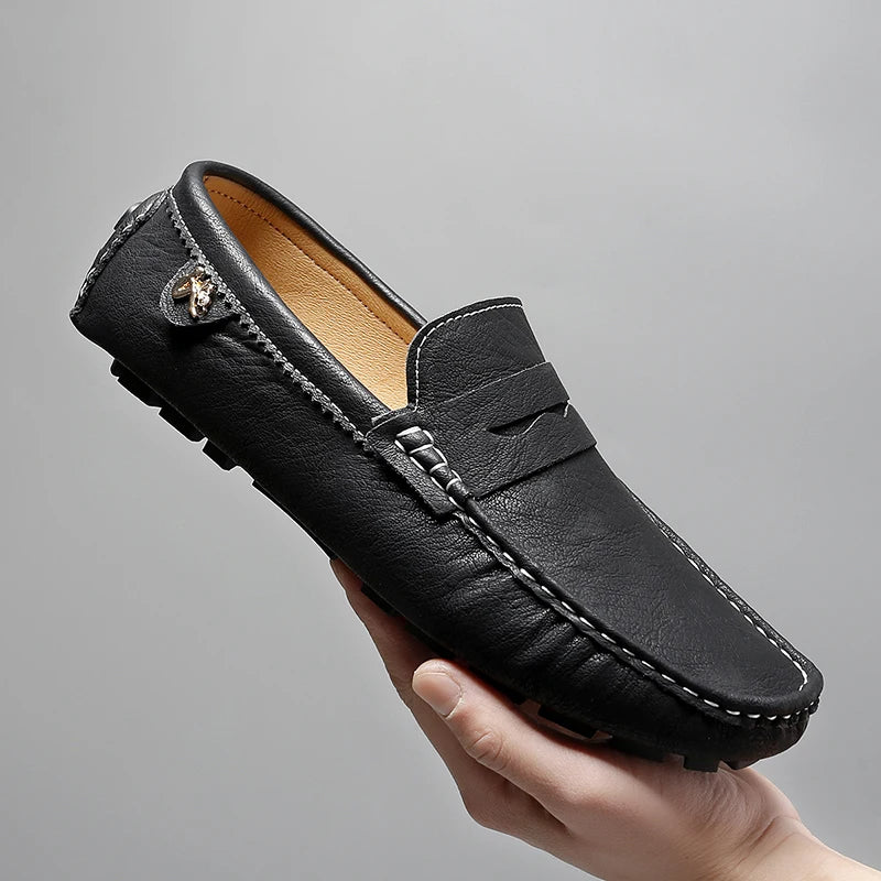 Chaussures italiennes formelles pour hommes, mocassins en cuir faits à la main, chaussures plates à enfiler, chaussures de conduite, chaussures décontractées de luxe confortables pour hommes