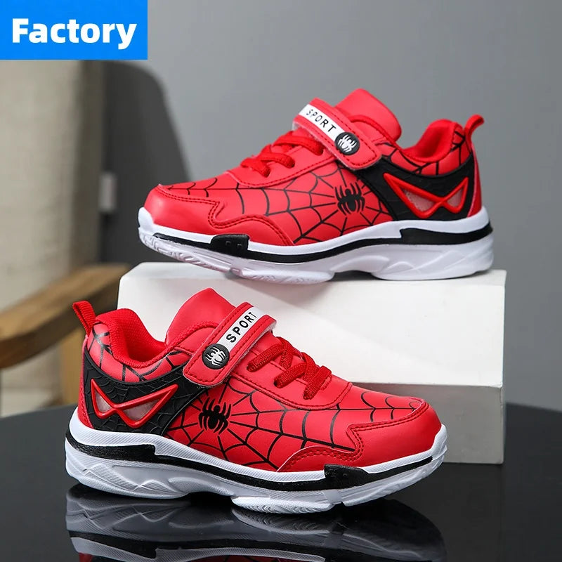 Chaussures de sport confortables pour garçons, baskets de course légères et antidérapantes pour l'extérieur, motif araignée de dessin animé pour enfants