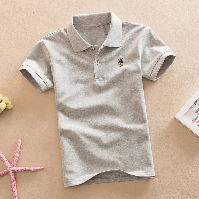 Enfants Polo T-Shirt été garçons à manches courtes t-shirts enfants vêtements mode adolescents vêtements de sport élastiques garçon fille dessin animé couverture en coton