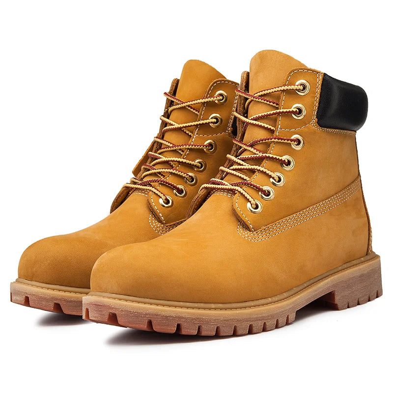 Bottes de travail imperméables, résistantes à l'usure, antidérapantes, jaunes, vintage, pour hommes, randonnée en plein air, travail quotidien, bottes de sécurité décontractées