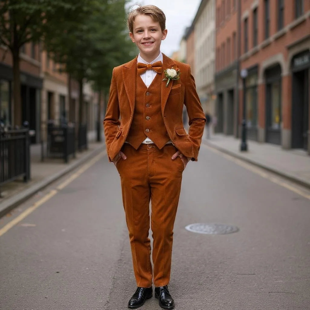 Costumes en velours smoking pour garçons costume de mariage formel 3 pièces enfants veste décontractée gilet pantalon pour bal soirée fête spectacle de piano