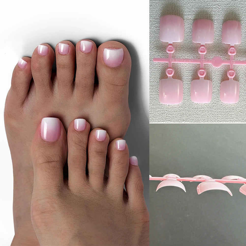 Faux ongles français à pression pour orteils, 120 pièces, en acrylique, amovible, ultra-fin, couverture complète, artificiel, pointe d'art des ongles