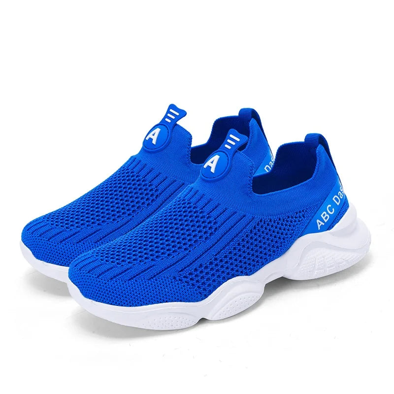 Nouveaux enfants chaussures décontractées respirant tricot baskets pour enfants sans lacet chaussures de course garçons léger confortable chaussures de marche