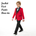 Vente chaude élégant vert émeraude garçons costume formel ensemble 3-14 ans 4 pièces enfants mariage smoking Blazer gilet pantalon nœud papillon