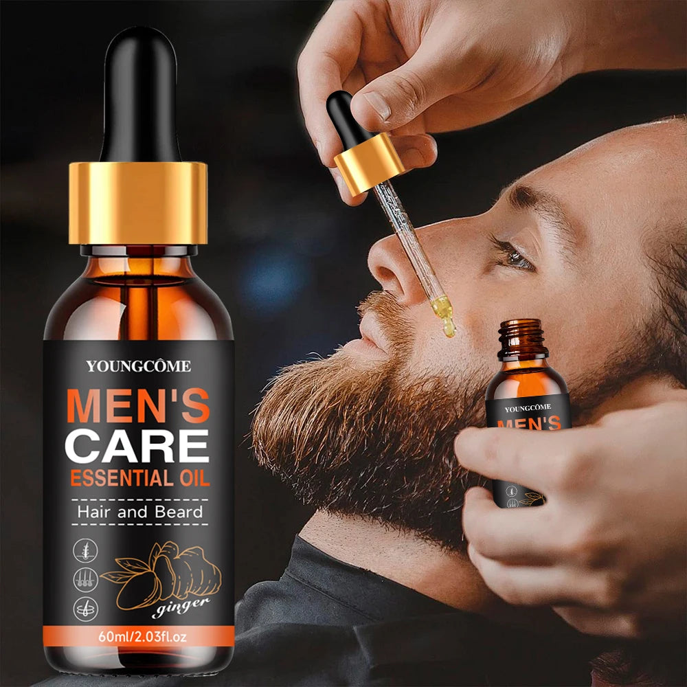 Huile essentielle de barbe pour hommes, augmente l'hydratation, douce, nourrissante, épaisse pour le toilettage des cheveux, soins du visage, huile de croissance de la barbe