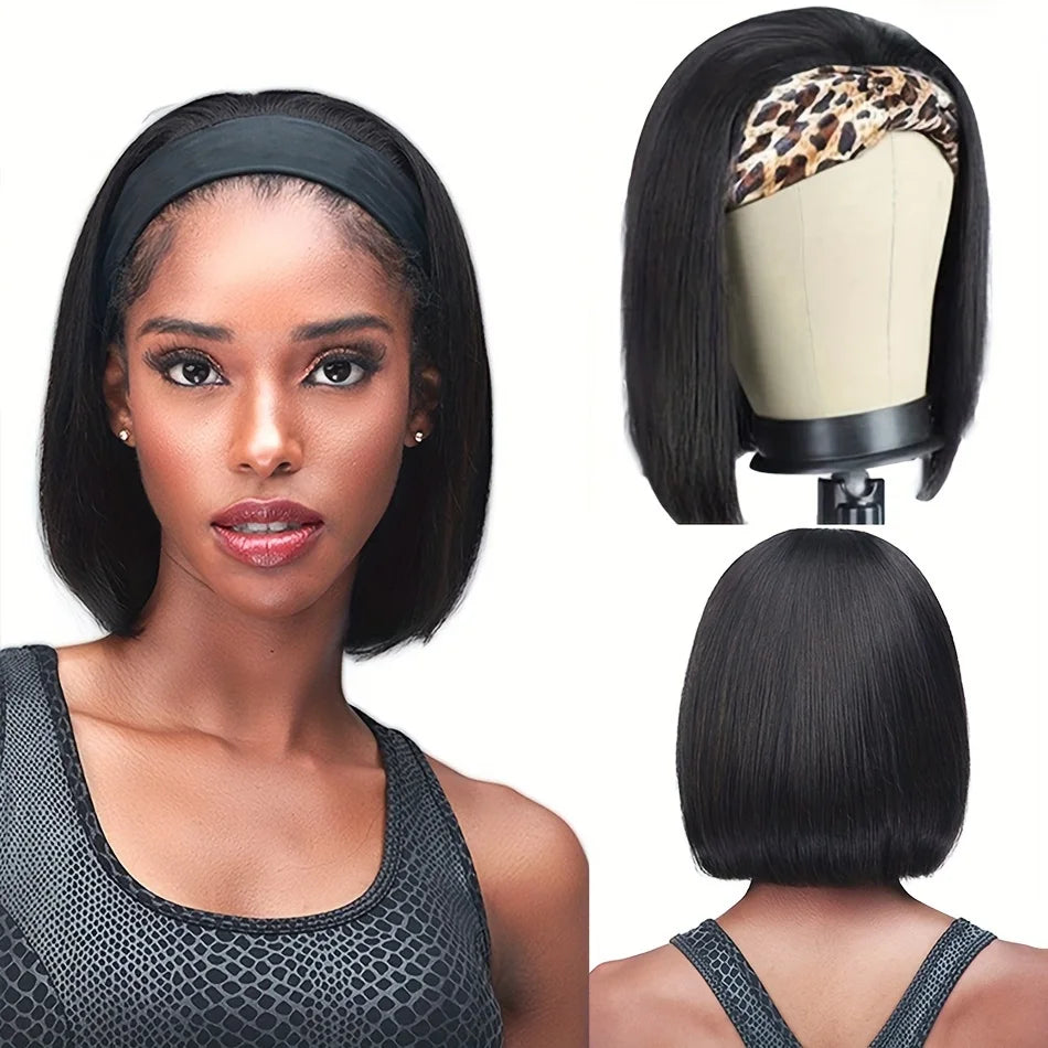 Bandeau Bob perruques cheveux humains courts droites Bobo perruques pour femmes pleine Machine faite cheveux brésiliens bandeau perruques bandeau Bob perruque