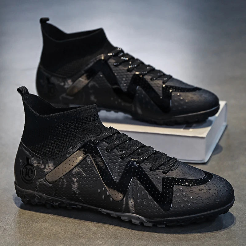 Chaussures de Football professionnelles FG/TF pour adultes, bottes de Football à longues pointes antidérapantes, crampons à cheville haute pour jeunes enfants, baskets de Football en herbe ﻿