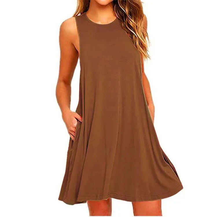 Robe T-Shirt trapèze décontractée pour femmes, Cover-Up de plage avec poches, grande taille, ample, été