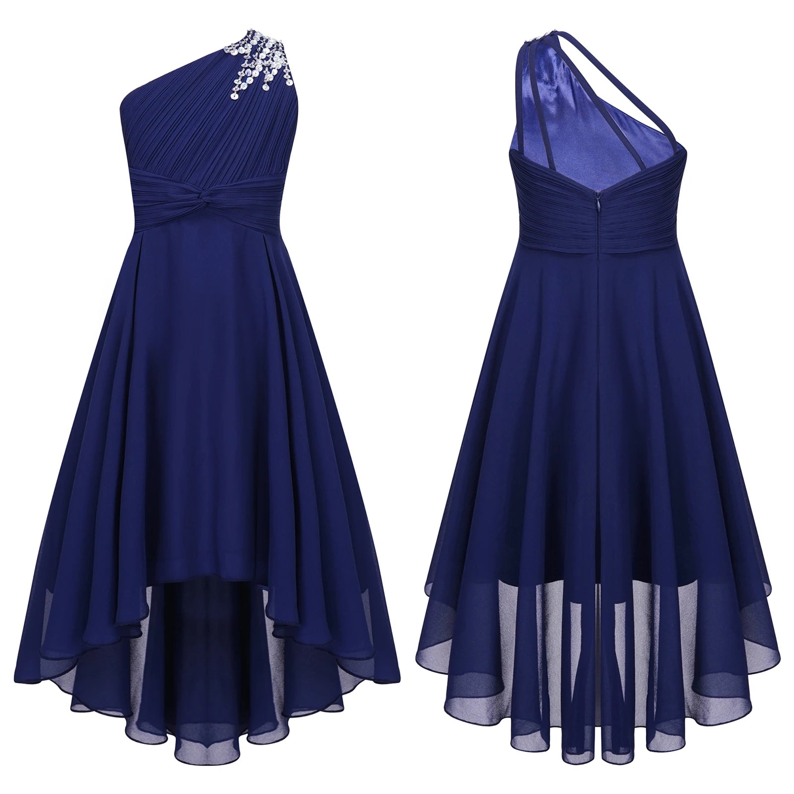 Robe d'été en mousseline de soie pour filles, tenue de princesse à paillettes, asymétrique épaule dénudée, sans manches, robe Maxi de demoiselle d'honneur junior, robes de fête de mariage