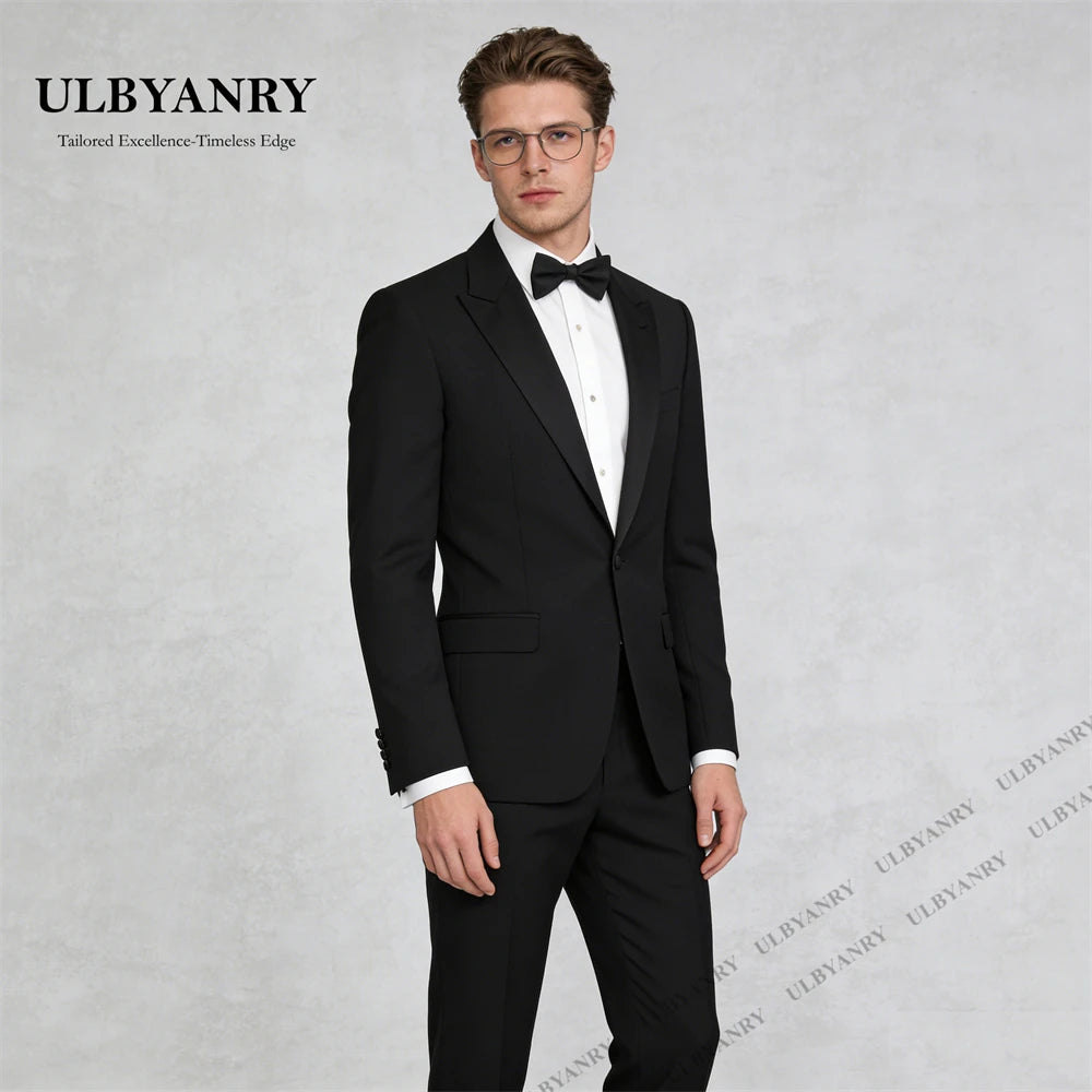 Costume de soirée classique noir ULBYANRY pour hommes, costume d'affaires 3 pièces coupe classique pour hommes, veste, pantalon et nœud papillon
