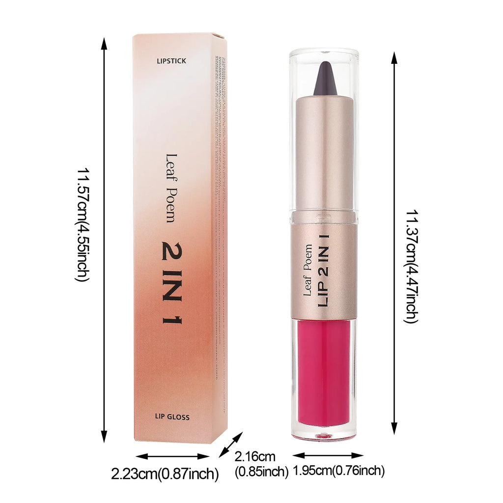 Brillant à lèvres miroir 2 en 1, nu, marron, rose, dégradé conique, crayon de Contour, mat, imperméable, Sexy, maquillage