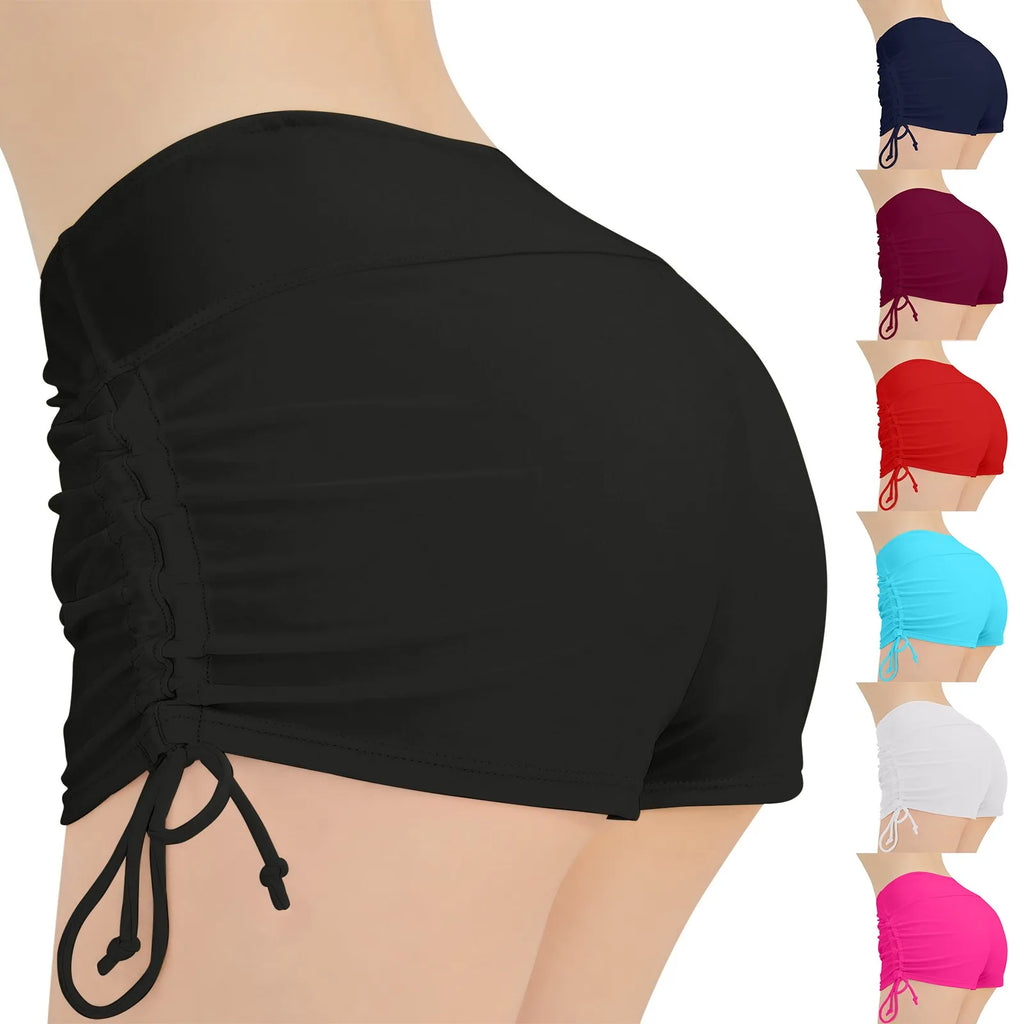 Maillot de bain pour femmes, culotte, short de plage, taille haute, côtés réglables, cordon de serrage, extensible, sport, bas Tankini