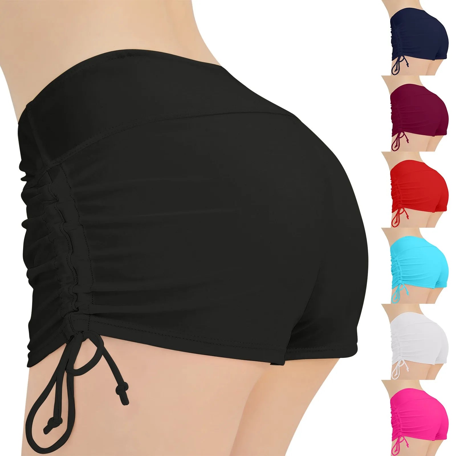 Maillot de bain pour femmes, culotte, short de plage, taille haute, côtés réglables, cordon de serrage, extensible, sport, bas Tankini