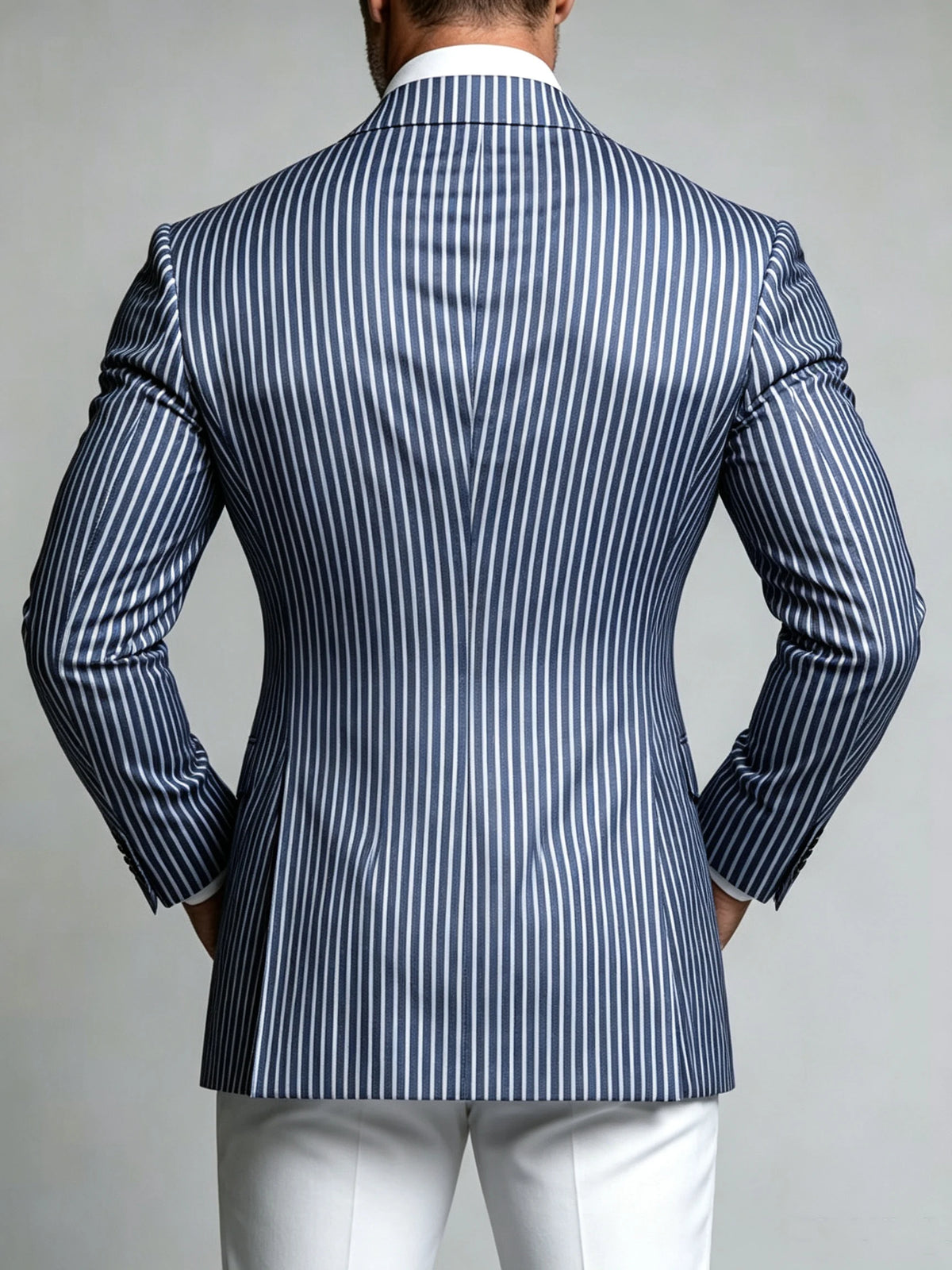 Blazer rayé pour homme, coupe ajustée, revers cranté, double boutonnage, veste de costume, manteau de sport, pour affaires, mariage, soirée, bal de promo, smoking