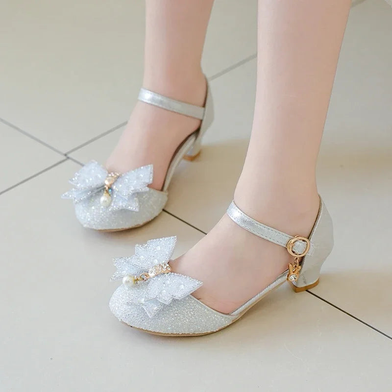 Offre spéciale perlée enfants élégant léger Banquet avec chaussures à talons bébé filles été princesse mode doux paillettes sandales