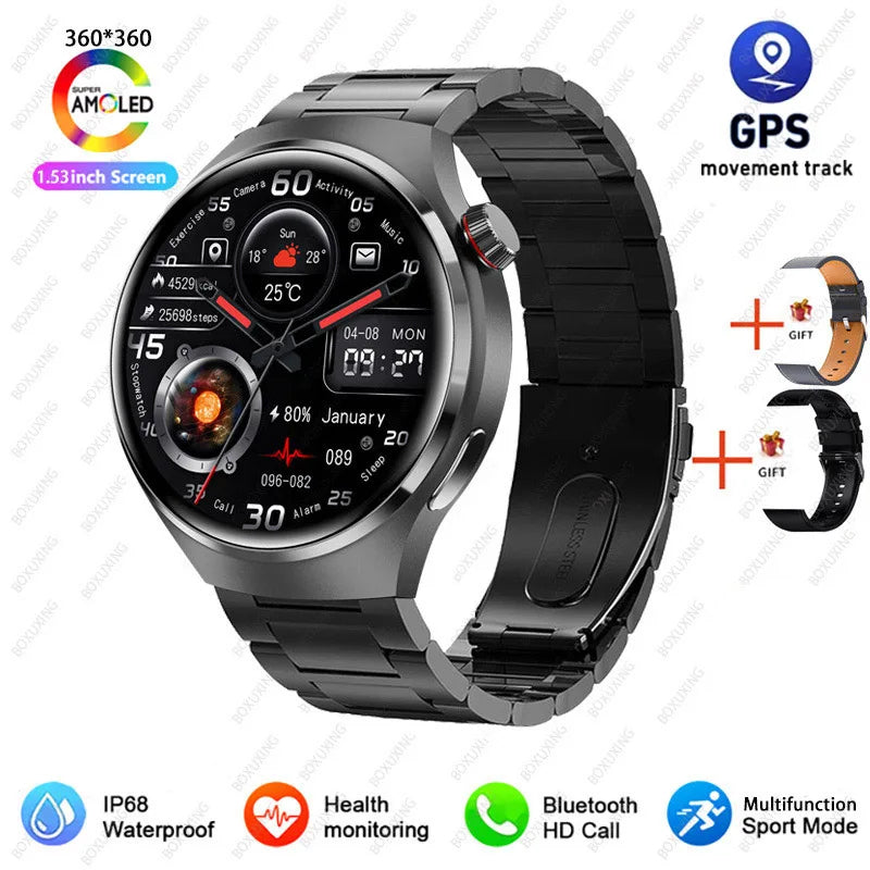 Nouvelle Montre Connectée GPS 4 Pro 2026 pour Hommes, Écran AMOLED 360*360, Fréquence Cardiaque, Appel Bluetooth, Étanche IP68, Montre Intelligente Sportive pour Homme