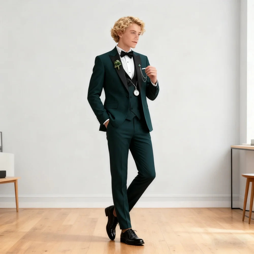 Costume de mariage élégant pour adolescent, costume de remise de diplôme pour jeunes, avec veste, gilet, pantalon, nœud papillon, pour garçon d'honneur de mariage