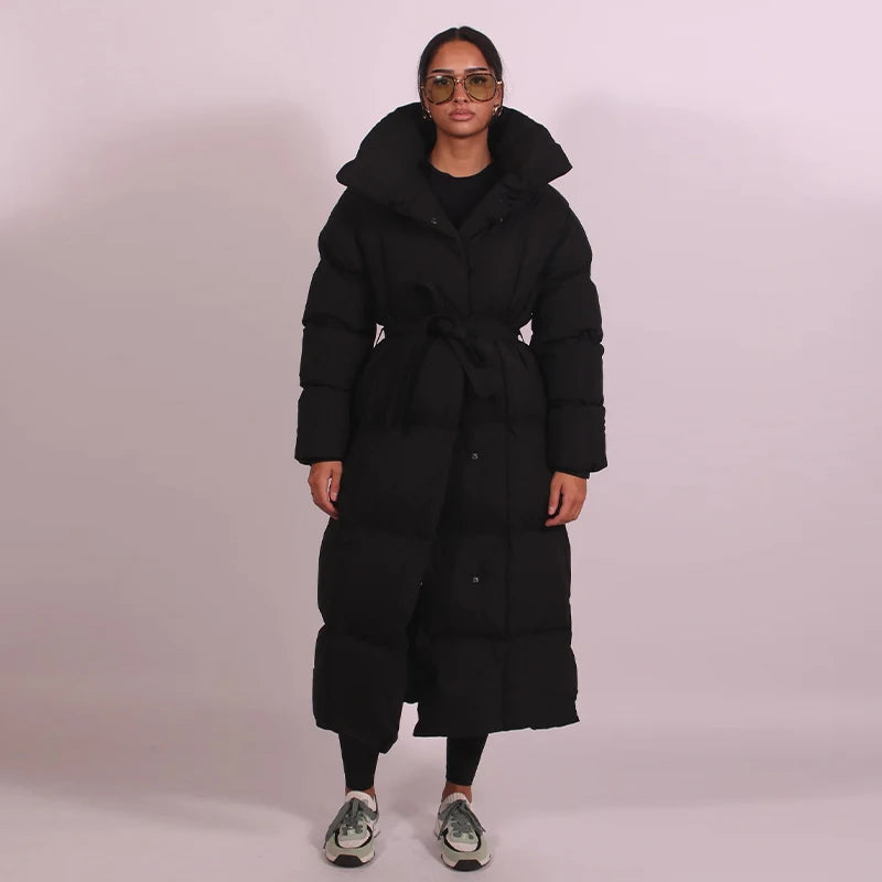 Veste longue à lacets à capuche pour femme, couleur unie, fermeture éclair, manches longues, manteaux amples, polyvalents, chauds et minimalistes, nouvelles vestes d'hiver pour femmes