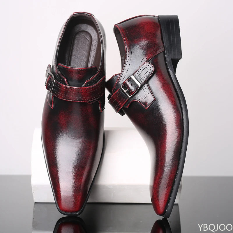 Boucle de ceinture chaussures pour hommes mode chaussures habillées à talons bas britannique grande taille en cuir chaussures antidérapantes mâle costume formel chaussure Homme