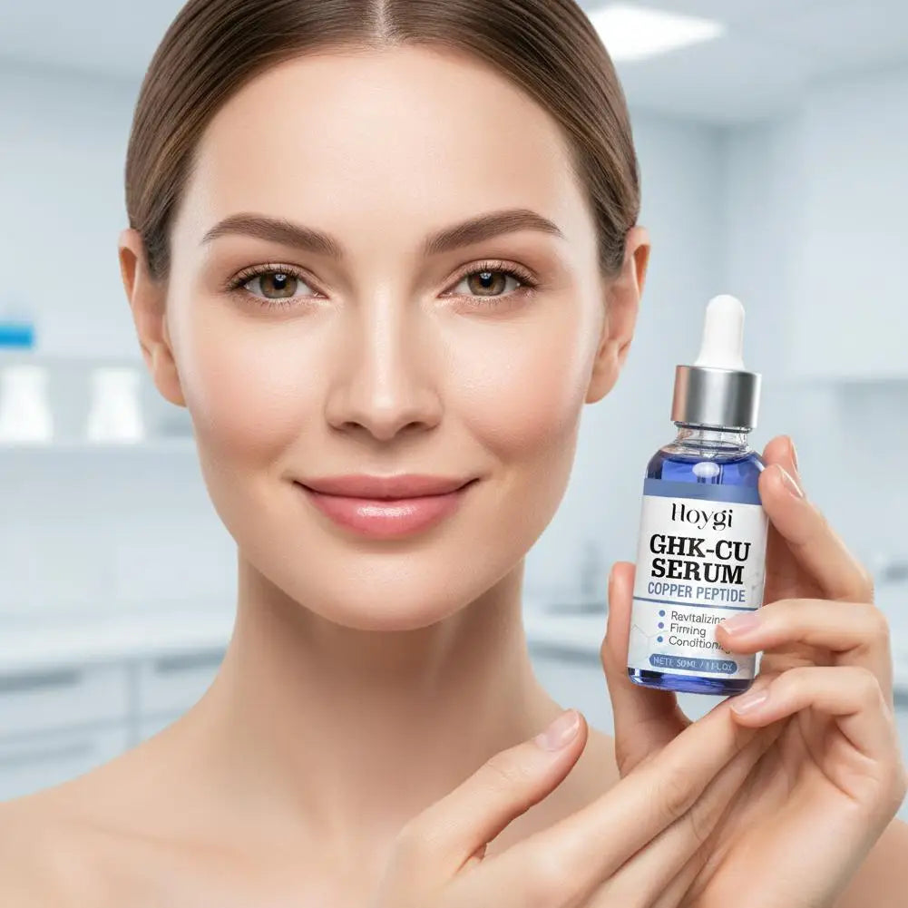 Sérum au cuivre et aux peptides GHK-Cu pour le visage, raffermissant, liftant, atténuant les ridules, resserrant les pores, réparateur de barrière cutanée, hydratant à l'acide hyaluronique