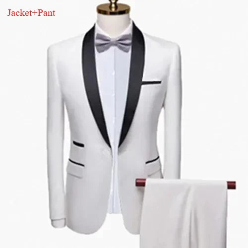 Ensemble de costume noir à revers pour hommes, manteau, gilet, pantalon/affaires pour garçons d'honneur, robe de mariée, pantalon Blazer Fprmal