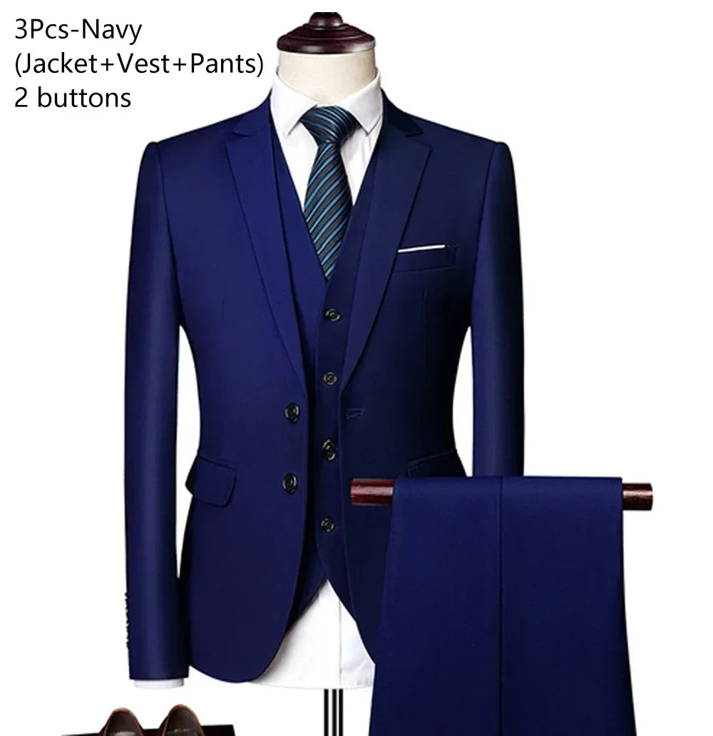Costumes pour hommes élégant mariage 3 pièces Blazers tenue 2 ensemble vestes gilet pantalon complet 2025 mode classique affaires formel