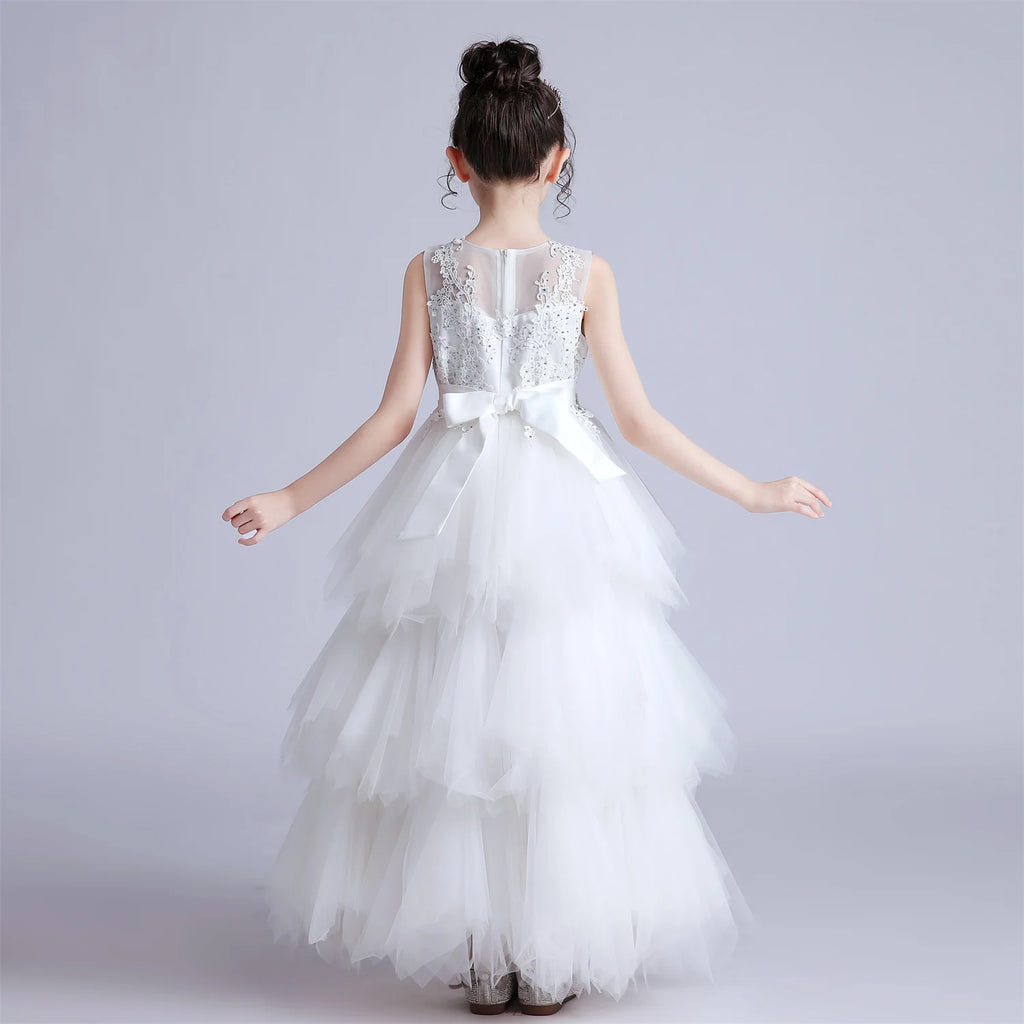 Robe Longue Rose pour Fille, Tenue de Bal Élégante, pour ixde Noël, Mariage Formel, pour Enfant de 4 à 12 Ans