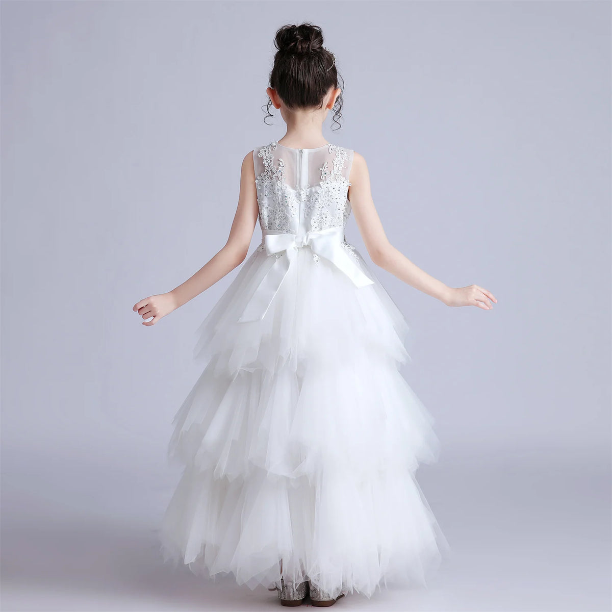 Robe Longue Rose pour Fille, Tenue de Bal Élégante, pour ixde Noël, Mariage Formel, pour Enfant de 4 à 12 Ans