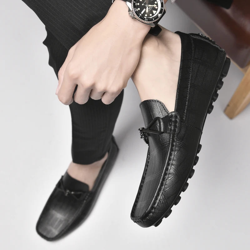 Mocassins souples en cuir véritable pour hommes, chaussures plates confortables, mocassins de conduite, grande taille 36-47, haute qualité, marque de mode, luxe