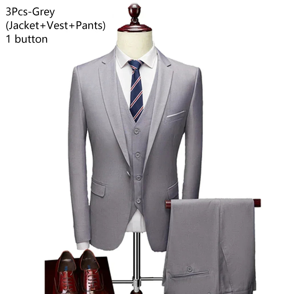 Costumes pour hommes élégant mariage 3 pièces Blazers tenue 2 ensemble vestes gilet pantalon complet 2025 mode classique affaires formel