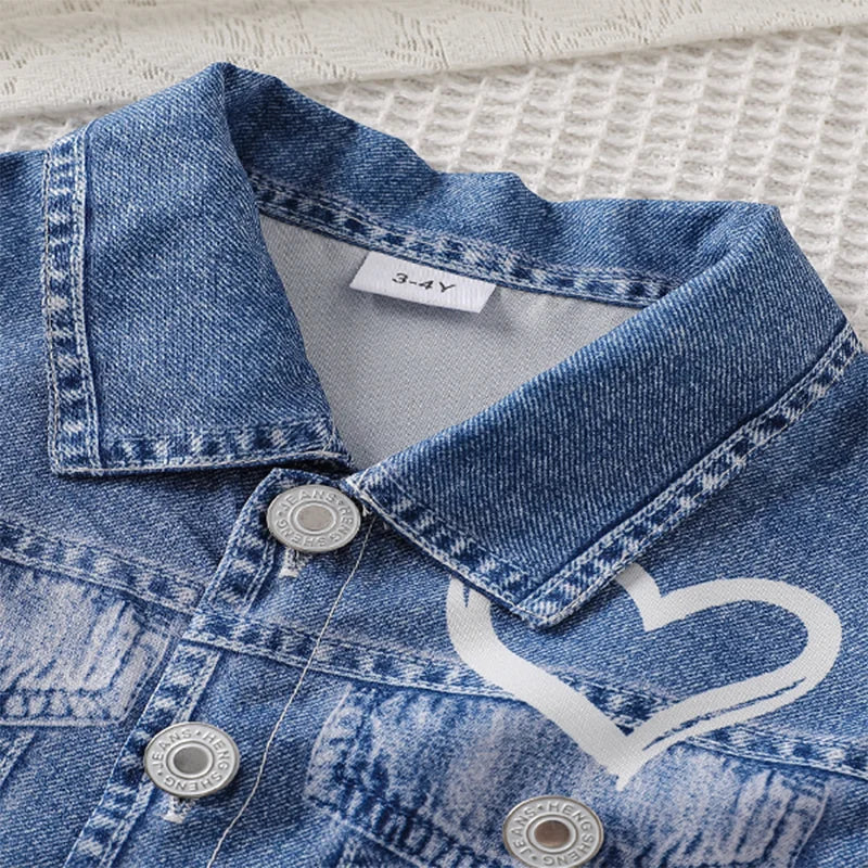 Ensemble tendance et décontracté pour enfants, printemps et automne, nouveau modèle, ensemble veste en jean imitation pour filles, pantalon long décontracté, ensemble trois pièces