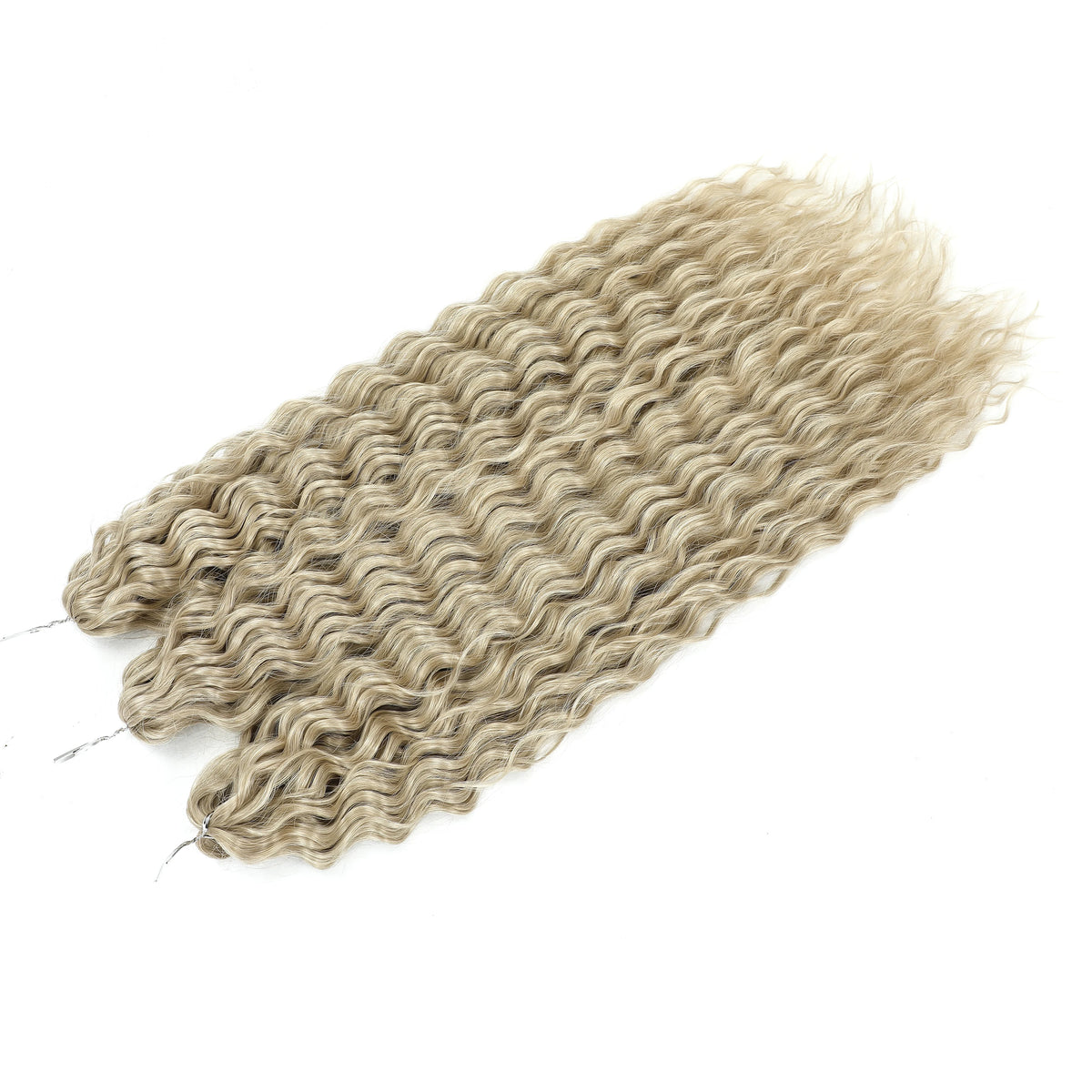3 Pièces Tresses au Crochet Ombré Brun 300g 24' Ariel Deep Water Wave Blond Blanc Ombré Gris Paquets de Cheveux Synthétiques Haute Température