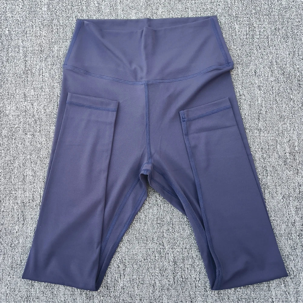 Legging de Yoga taille haute pour femmes, couleur unie, grande taille, pantalon de Sport, entraînement complet, jogging25, poche interne athlétique douce, 2.0
