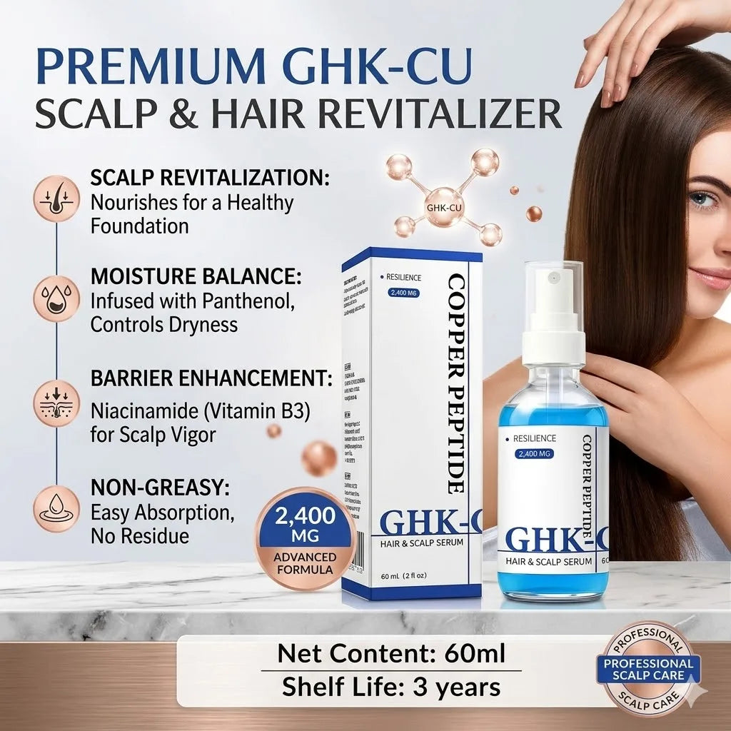 Sérum de croissance des cheveux au peptide de cuivre GHK-Cu, anti-perte de cheveux, essence pour le cuir chevelu, liquide réparateur, huile nourrissante pour hommes et femmes, 60 ml
