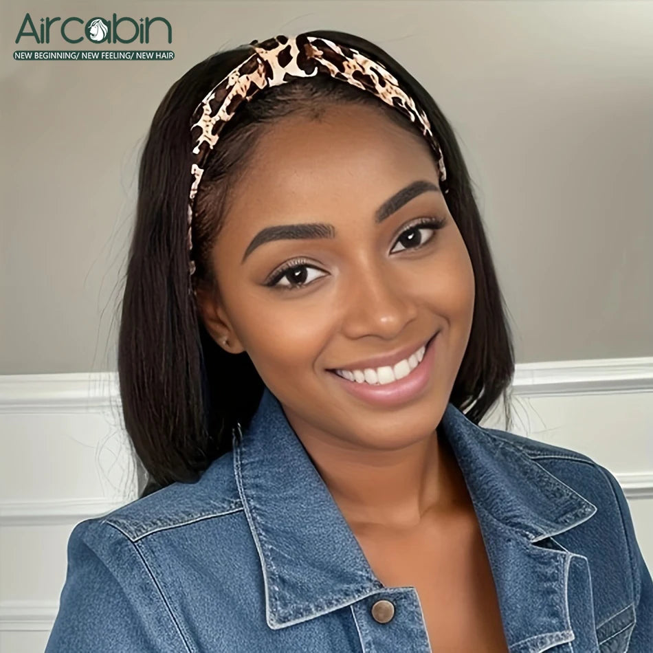 Bandeau Bob perruques cheveux humains courts droites Bobo perruques pour femmes pleine Machine faite cheveux brésiliens bandeau perruques bandeau Bob perruque