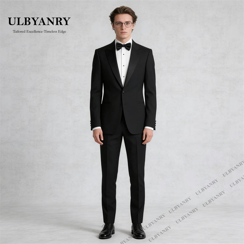Costume de soirée classique noir ULBYANRY pour hommes, costume d'affaires 3 pièces coupe classique pour hommes, veste, pantalon et nœud papillon