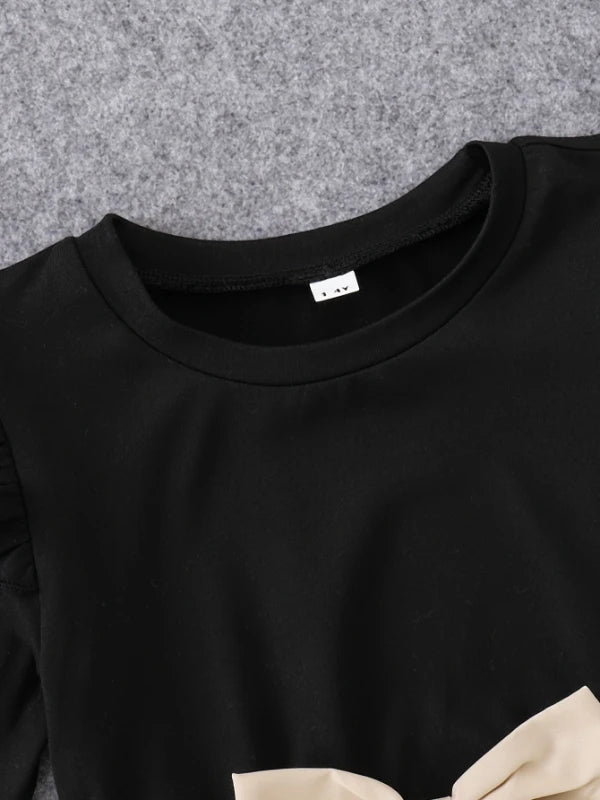 Printemps automne infantile enfant en bas âge filles col rond manches volantes épissure fleur imprimé Tulle tenue décontractée pour bébé filles