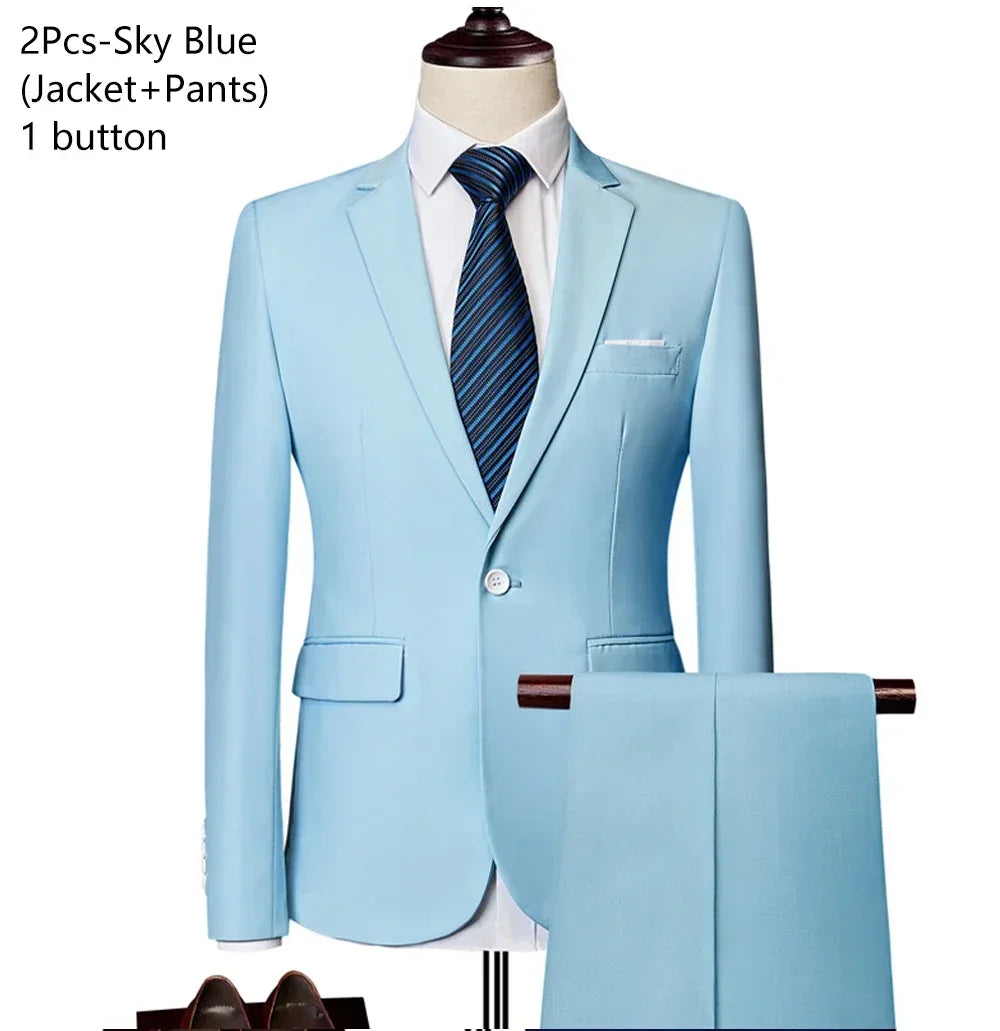 Costumes pour hommes élégant mariage 3 pièces Blazers tenue 2 ensemble vestes gilet pantalon complet 2025 mode classique affaires formel