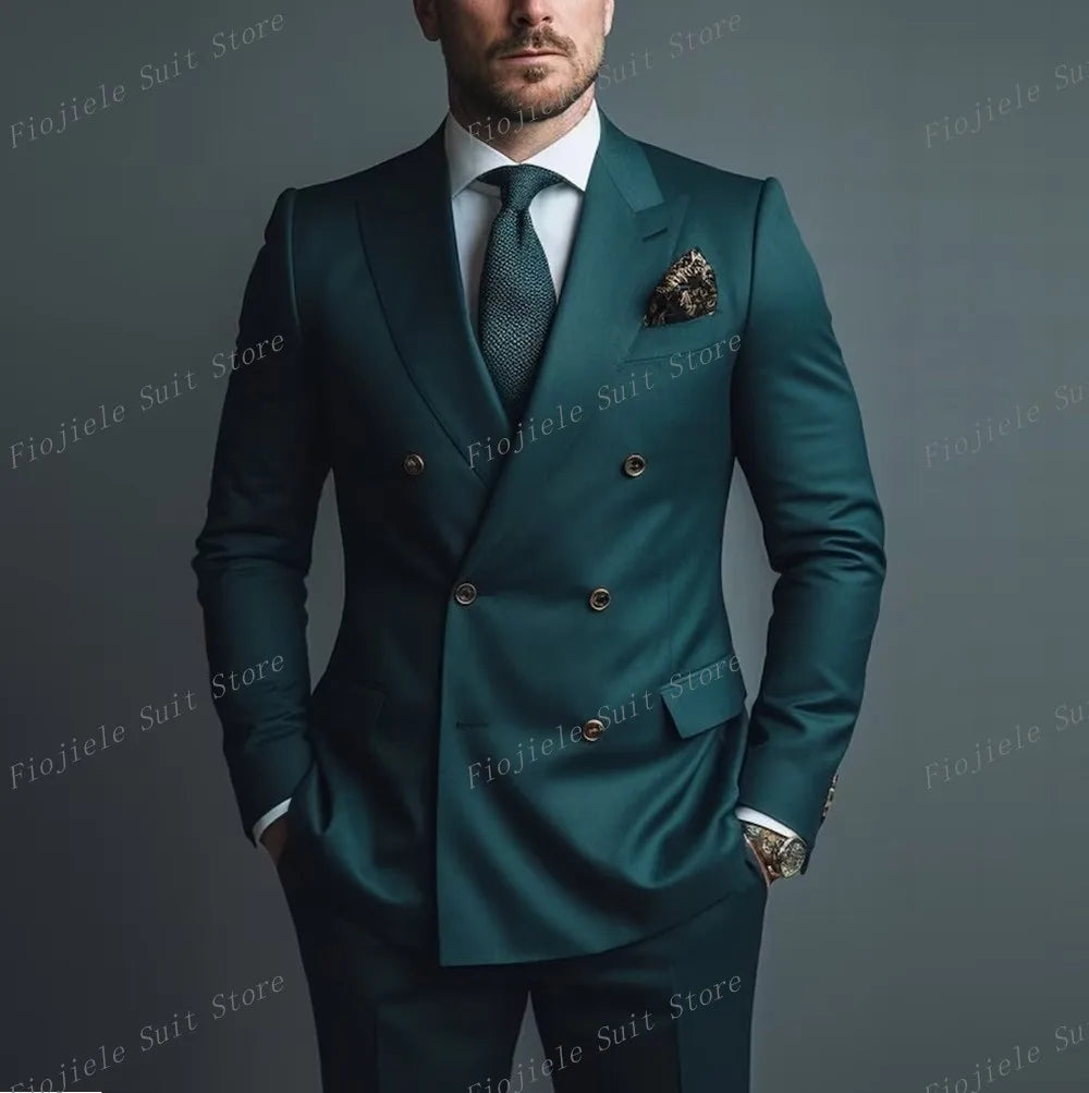 Vert armée hommes affaires Occasion formelle Tuxedos marié Groomsman fête de mariage bal mâle costume 2 pièces ensemble Blazer pantalon