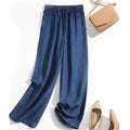 Jean d'été taille haute en soie glacée élastique, coupe droite, jambe large, pantalon ample pour femme, grandes tailles