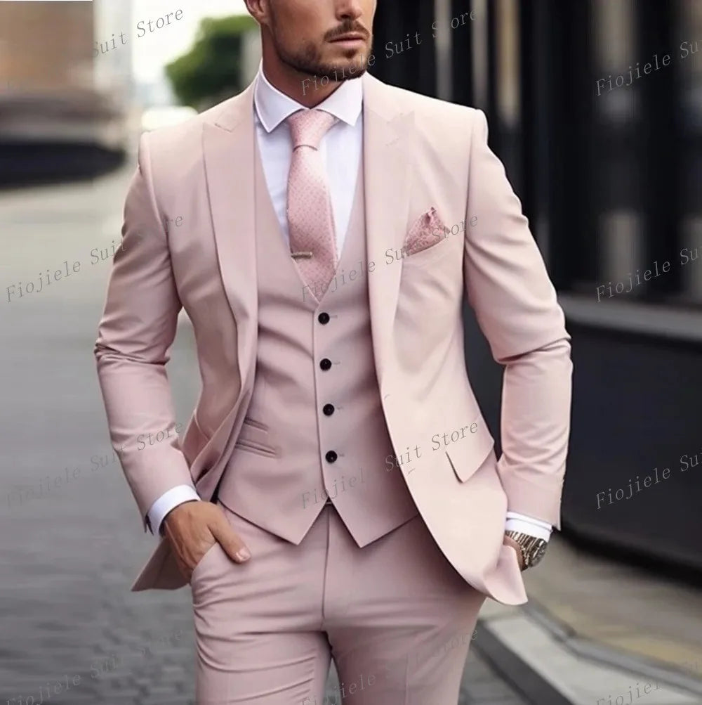 Costume ivoire pour hommes, Tuxedos d'affaires pour occasions formelles, marié, fête de mariage, bal de promo, ensemble 3 pièces, Blazer, gilet, pantalon