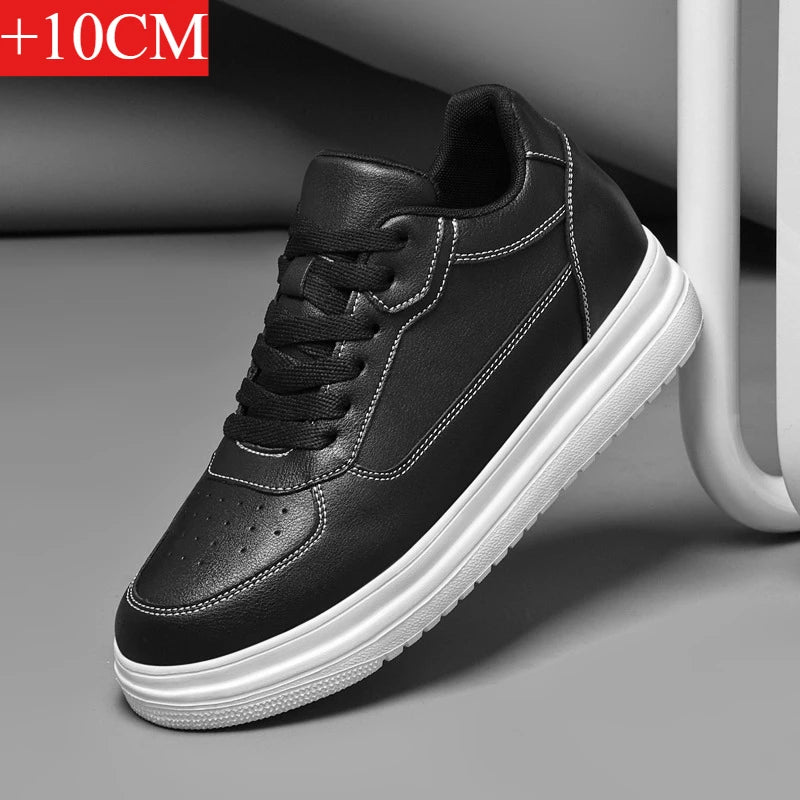 Nouvelles chaussures invisibles augmentant la hauteur pour hommes, chaussures de sport 6CM-8CM-10CM, chaussures de sport en cuir blanc pour hommes, tailles agrandies 36-46