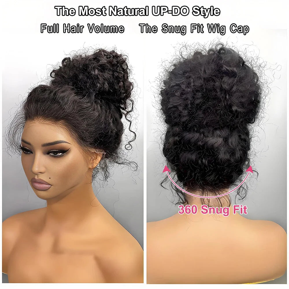 Perruque en cheveux humains ondulés 36 pouces, avec bande invisible, dentelle complète HD 360, densité 250, pré-épilée, pré-coupée, prête à porter, sans colle