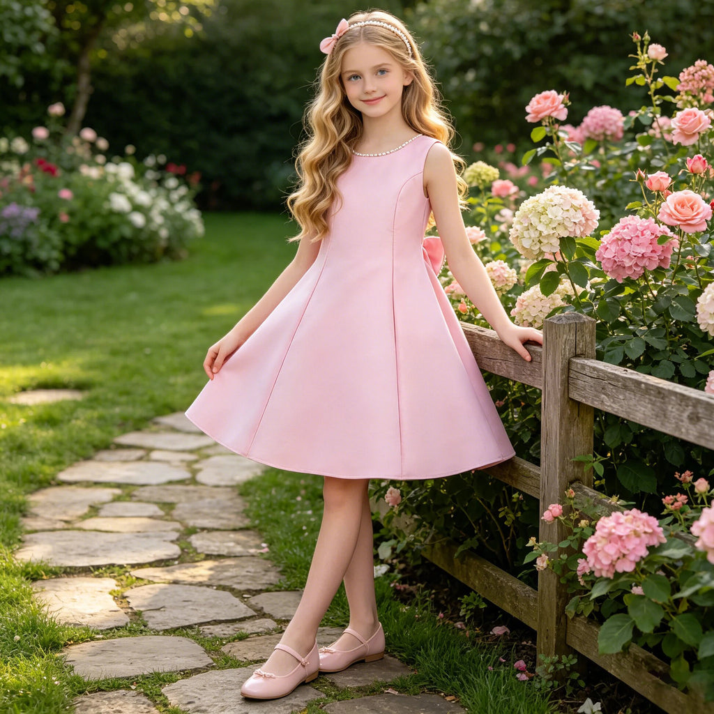 Robe de soirée de baptême pour filles, tenue de princesse élégante avec nœud, pour demoiselles d'honneur, de mariage, de Gala, d'anniversaire, de remise de diplôme