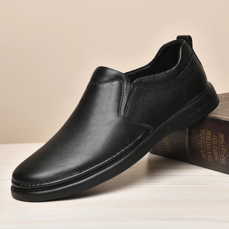 Chaussures décontractées en cuir véritable pour hommes, mocassins à enfiler, chaussures de conduite confortables, semelle souple, extérieur, printemps, été