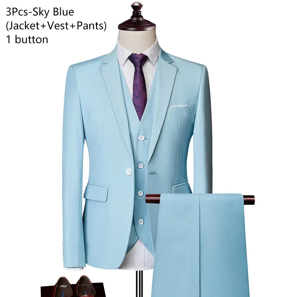 Costumes pour hommes élégant mariage 3 pièces Blazers tenue 2 ensemble vestes gilet pantalon complet 2025 mode classique affaires formel