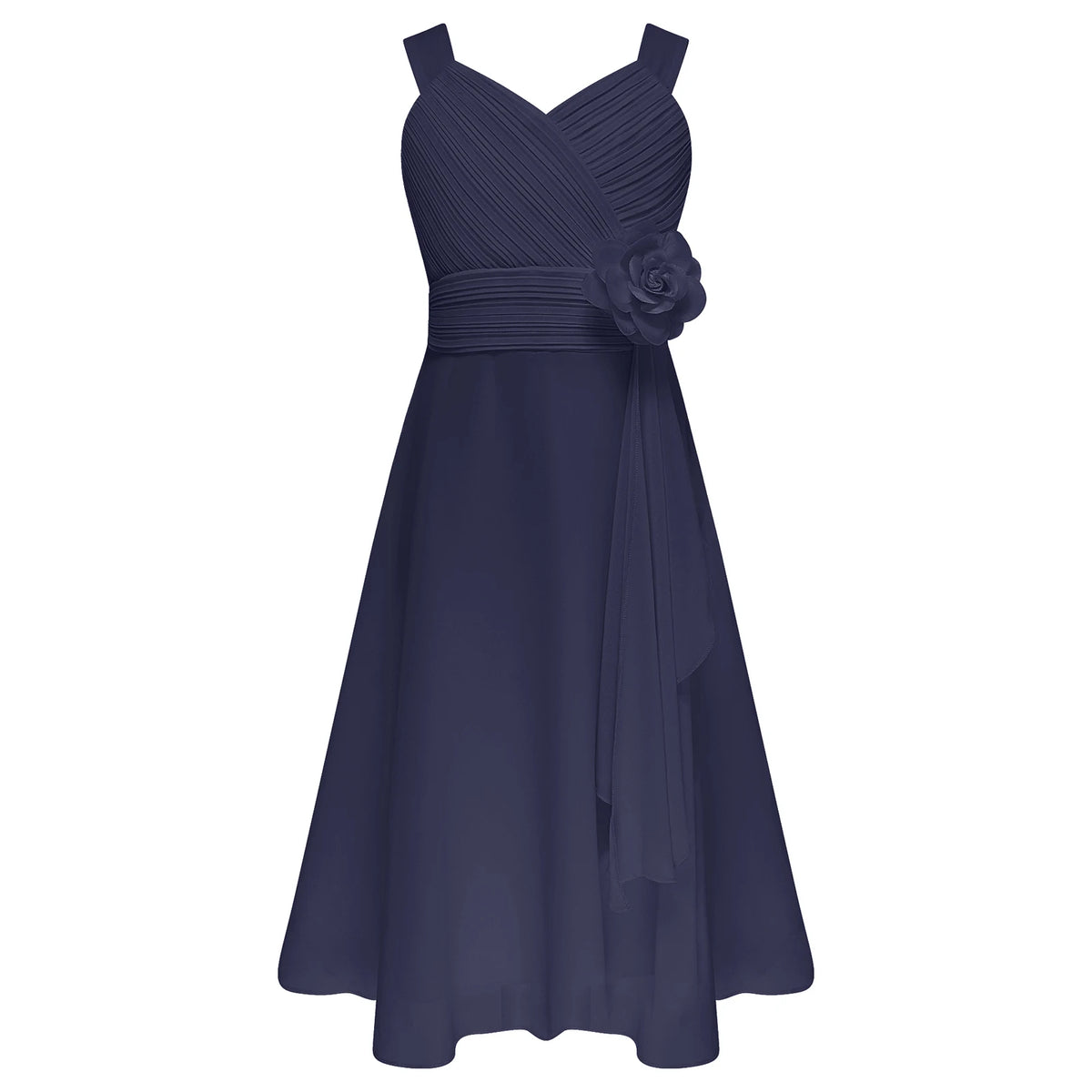 Robe de soirée élégante pour enfants filles, robe Maxi sans manches, corsage froncé en mousseline, robe de princesse de demoiselle d'honneur de mariage